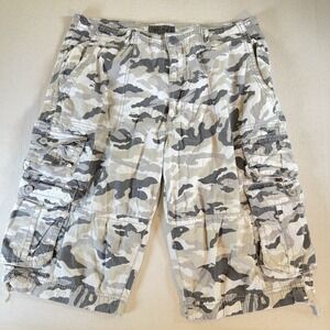 Decree Mens Cargo Shorts Size 36 Camo Gray Army Look Multi Pocket Long Shorts